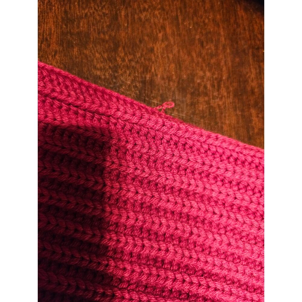 Eileen Fisher Raspberry Red Open-Front Ribbed Knit Cardigan - Picture 10 of 16